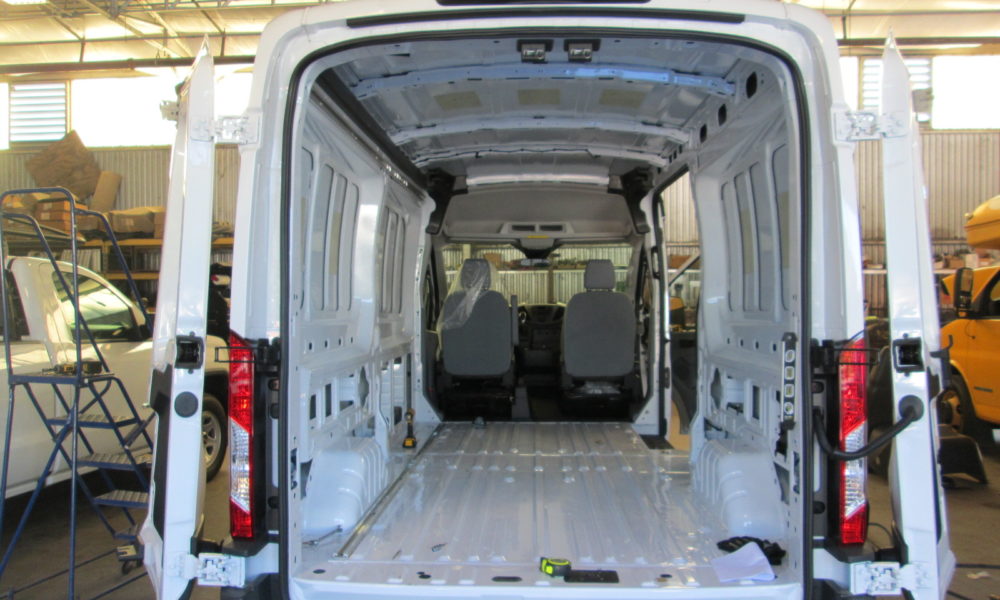 2018 Ford Transit High Roof before liner installation.