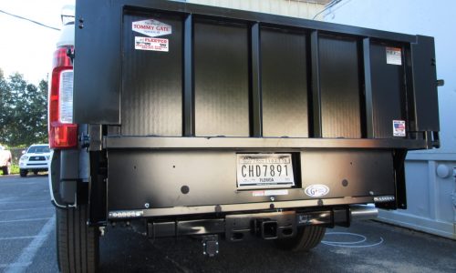 Tommy Gate's G2 liftgate with LED strobe lights mounted on bottom corners.