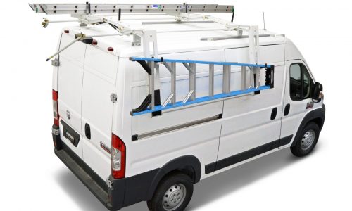 Kargo Master makes drop down ladder racks for taller van models, including the Ram Promaster.