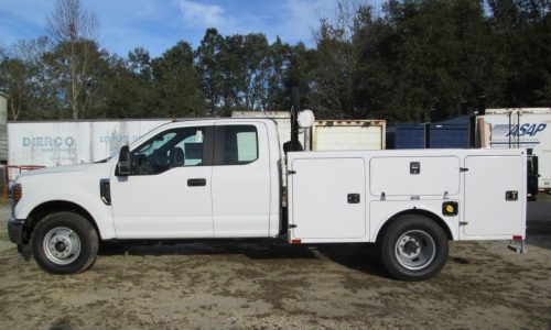 Ford F350 with composite service body, street side view.