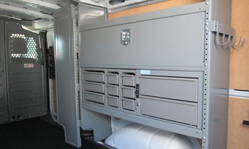 Adrian Steel HVAC Package, curbside shelving unit with hook bar.
