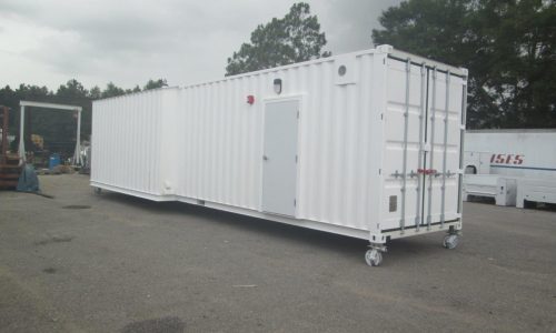 Laundry facility container, exterior.