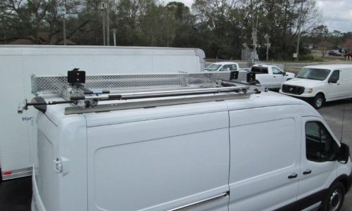 Conduit carrier and single drop-down ladder rack.